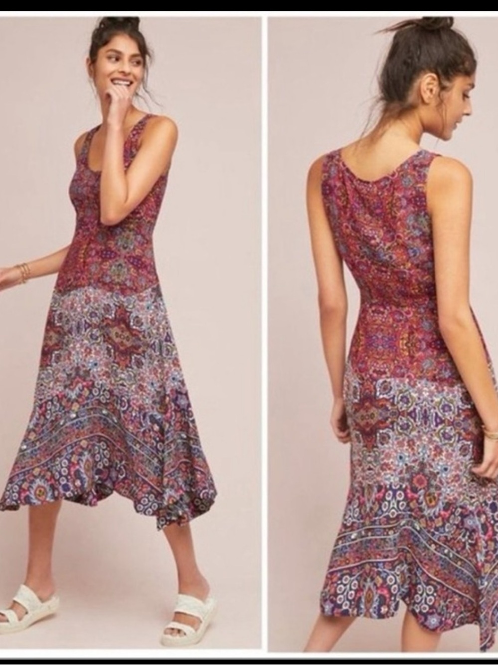 Maeve Anthropologie Violette Sleeveless Midi Dress Handkerchief Paisley Flowy - Picture 8 of 8